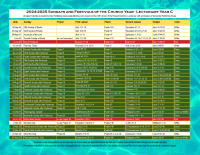2024-2025 Liturgical Calendar (Year C)